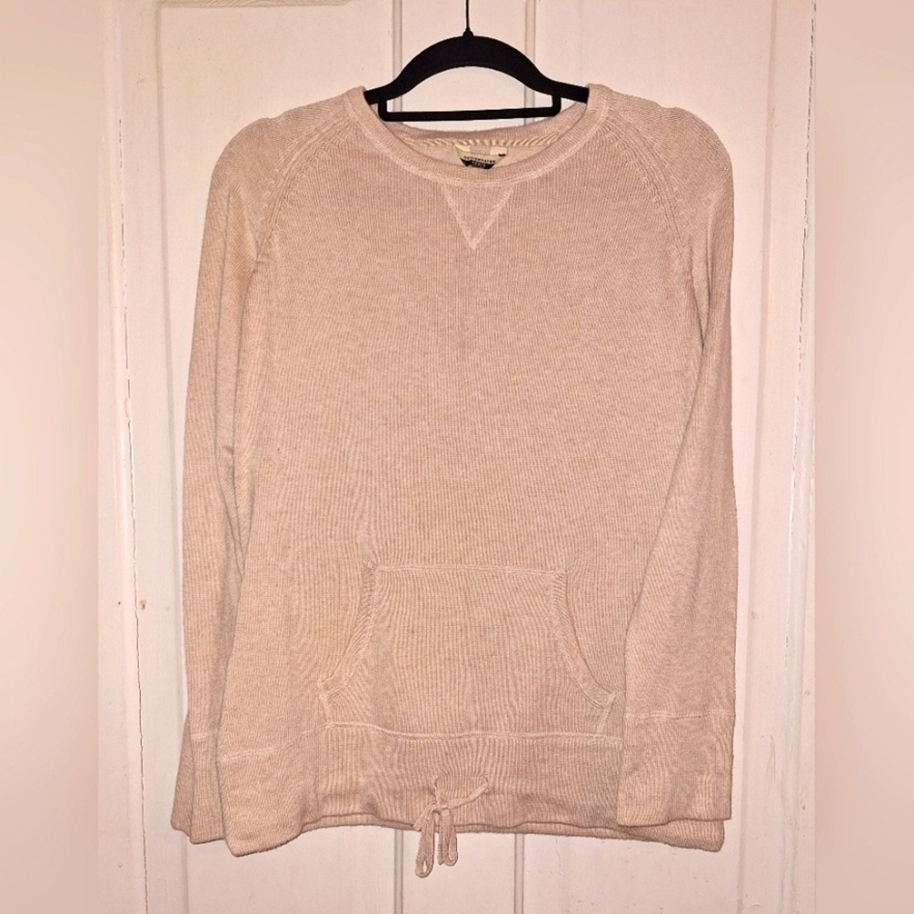 Denver Hayes Women's Neutral Beige Pullover Pocket Minimalist Size Large Coastal